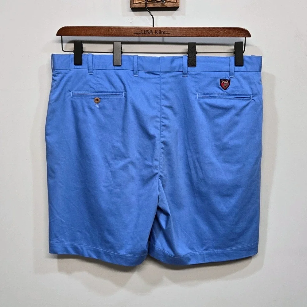 Polo Golf Ralph Lauren Shorts Mens 42 Blue Classic Fit Chino Stretch Preppy Logo